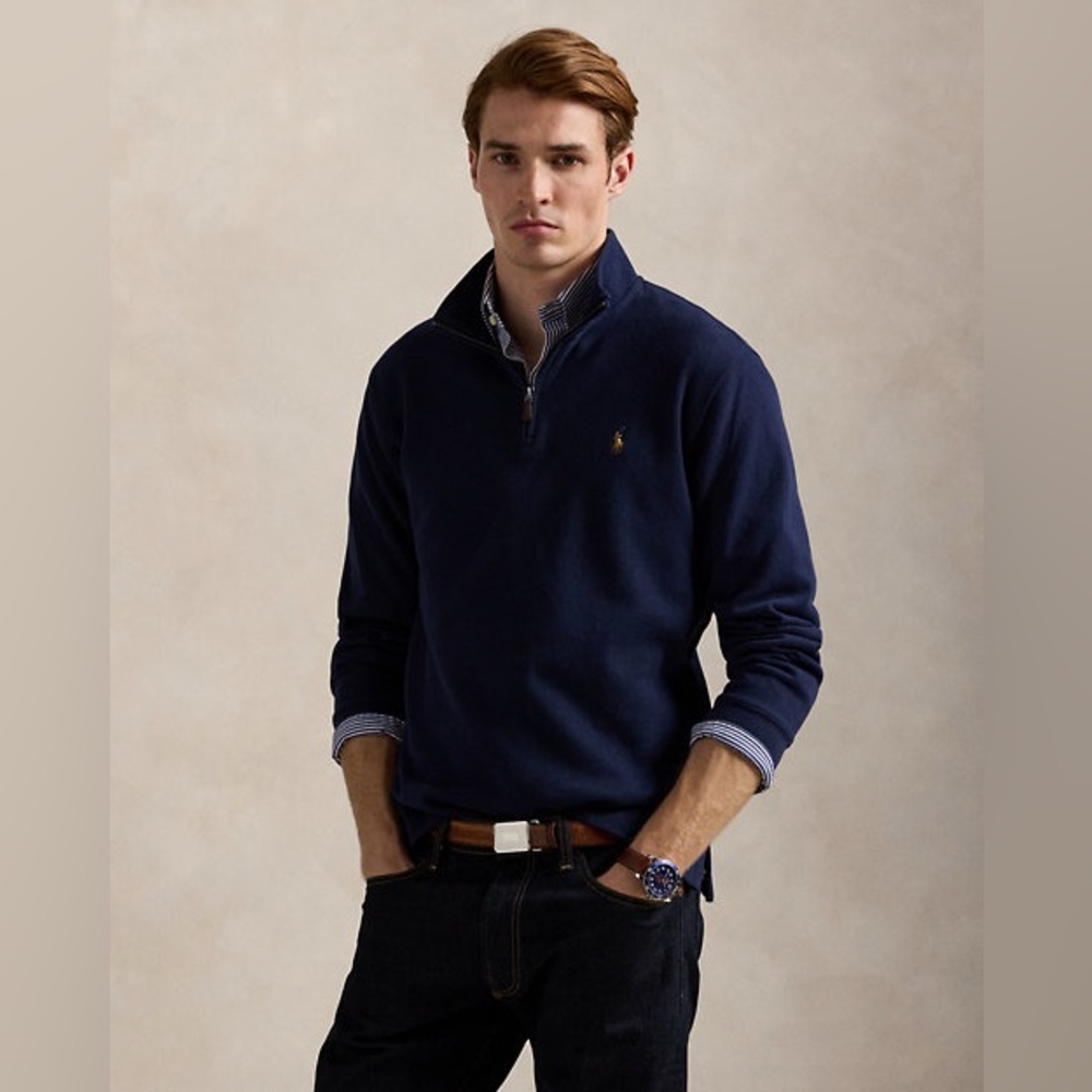 Polo Ralph Lauren Navy Blue Quarter Zip Pullover Sweatshirt Sz. XXL